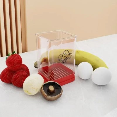 coupe légumes cubes fruits fraises oeufs banane