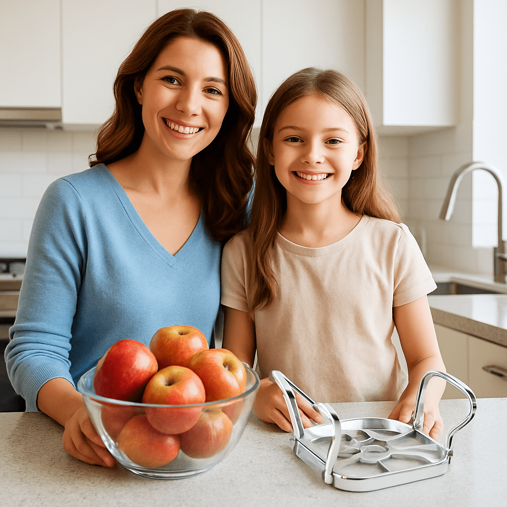 coupe pomme famille enfants repas gourmands sains
