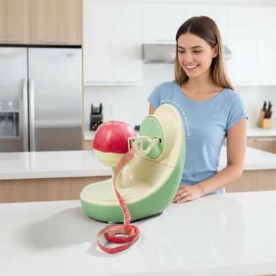 epluche pomme automatique pèle pomme femme souriante cuisine