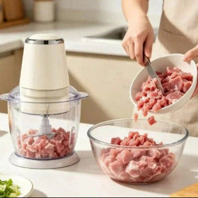mini hachoir électrique pratique viande quatre lames inox