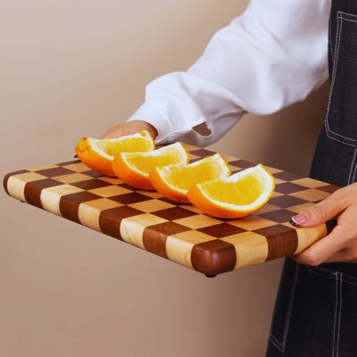 planche à découper bois plateau service orange