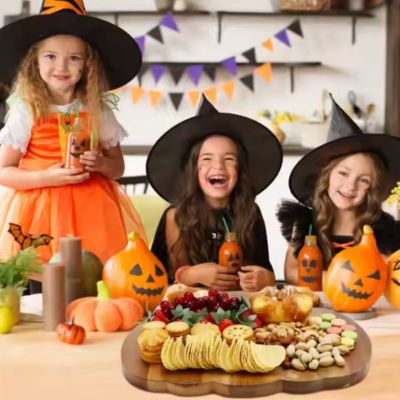 planche a decouper bois citrouille diner enfants halloween fête