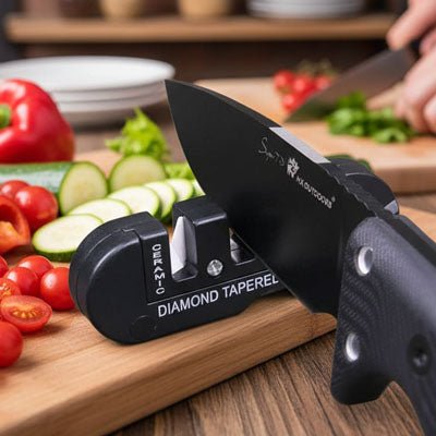 aiguiseur couteau céramique compact portable table cuisine