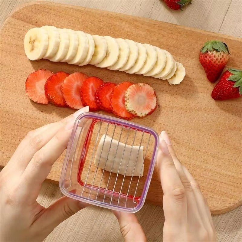 coupe légumes cubes banane fraises cuisine