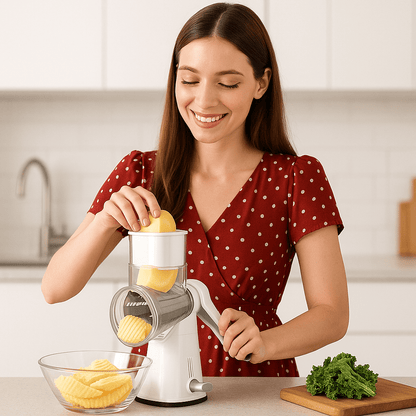 coupe legumes femme souriante