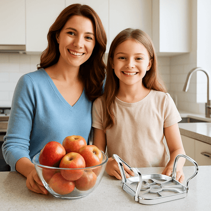 coupe pomme famille enfants repas gourmands sains