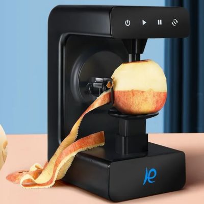 epluche pomme electrique noir design pratique stable 