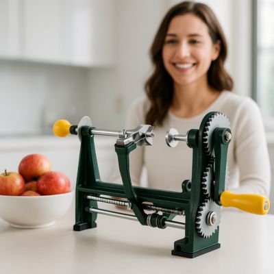 eplucheur a pomme antidérapant stable cuisine moderne femme souriante 