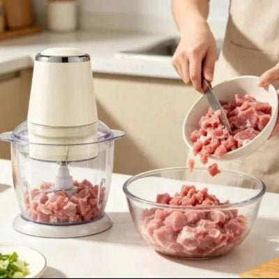 mini hachoir électrique pratique viande quatre lames inox