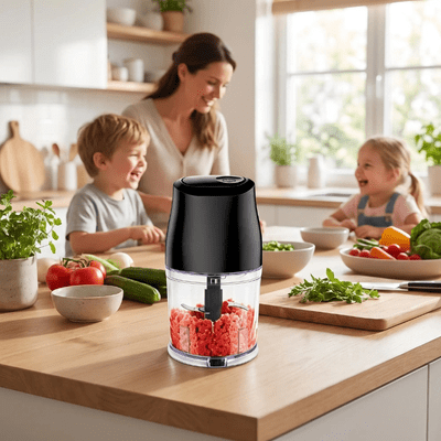 mini hachoir électrique plan de travail cuisine mère enfants