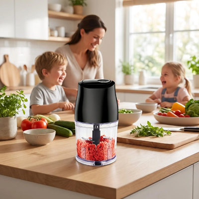 mini hachoir électrique plan de travail cuisine mère enfants