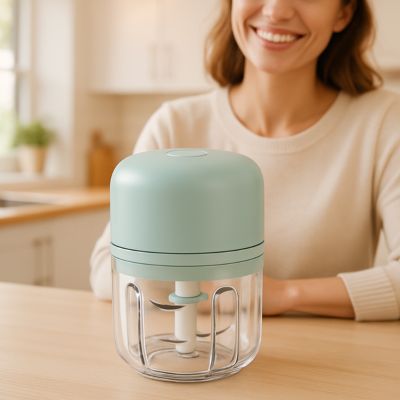 mini hachoir elegant femme souriante cuisine