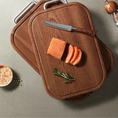planche a decouper bois ébène stable antidérapante rigole à jus